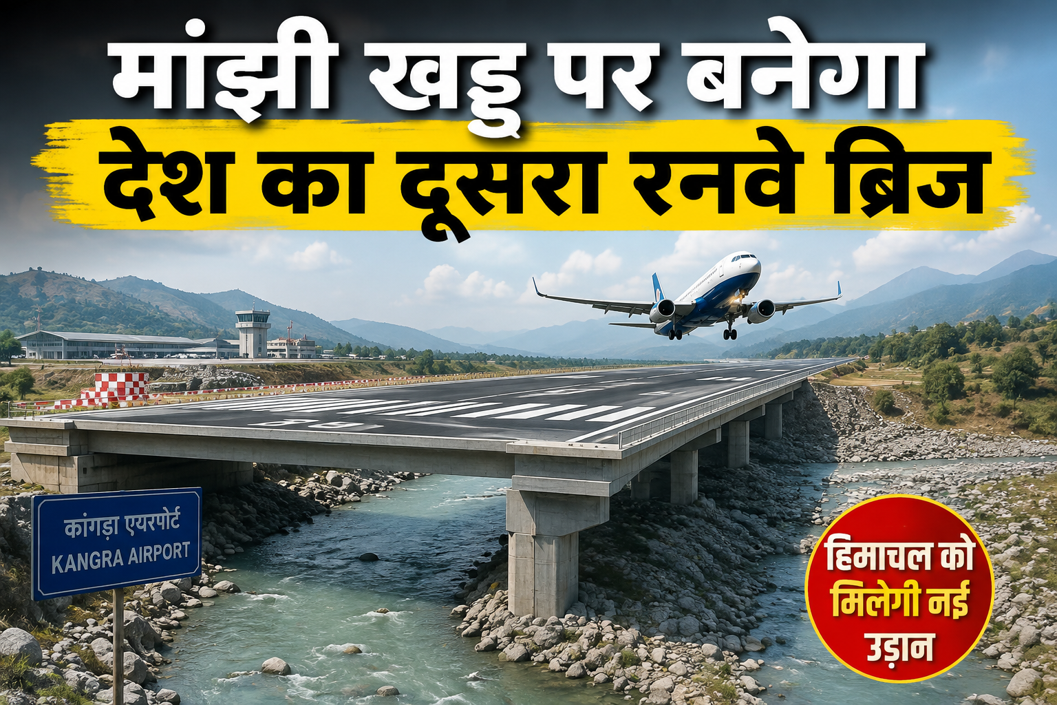 कांगड़ा एयरपोर्ट विस्तार: मांझी खड्ड पर बनेगा देश का दूसरा रनवे...