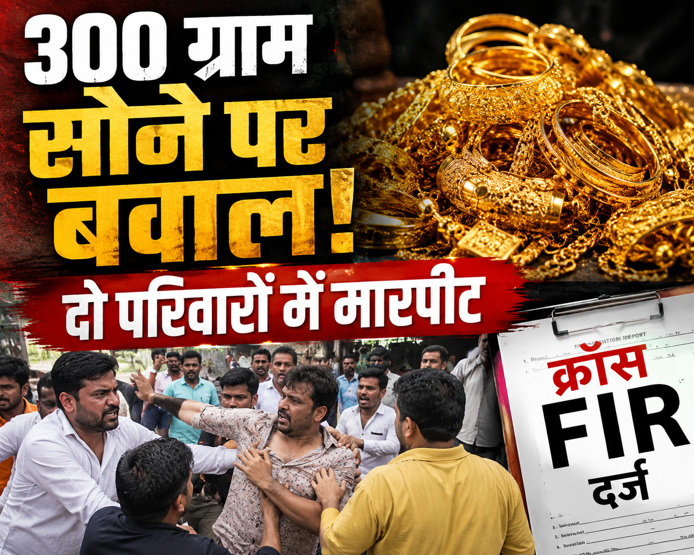 300 ग्राम सोने के विवाद ने लिया कानूनी मोड़, दो परिवारों में मारपीट के आरोप; क्रॉस FIR दर्ज