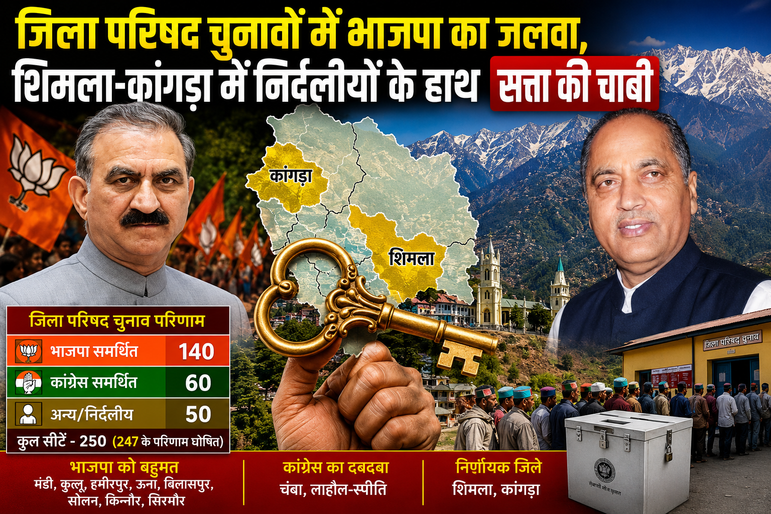 जिला परिषद चुनावों में भाजपा का दबदबा, 8 जिलों में स्पष्ट बहुमत...