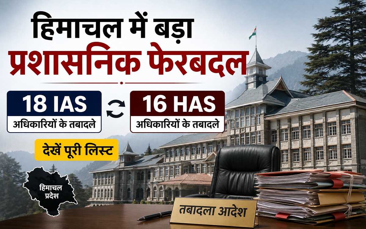 हिमाचल में बड़ा प्रशासनिक फेरबदल: 18 IAS और 16 HAS अधिकारियों के तबादले, देखें पूरी लिस्ट...