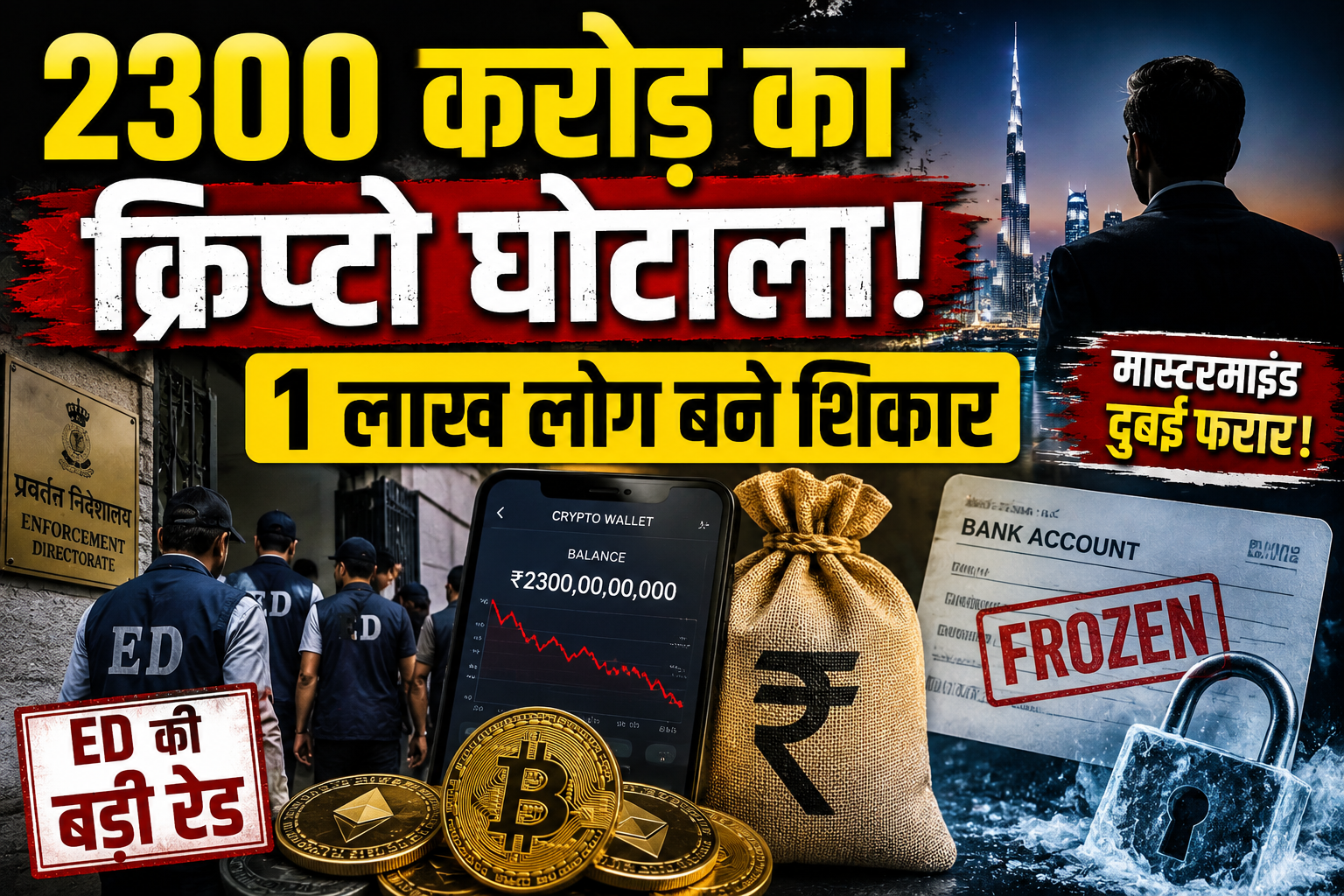 2300 करोड़ के क्रिप्टो घोटाले पर ED का बड़ा एक्शन, हिमाचल-पंजाब में 8 ठिकानों पर छापेमारी, बैक खाते और 3 लॉकर किए फ्रीज