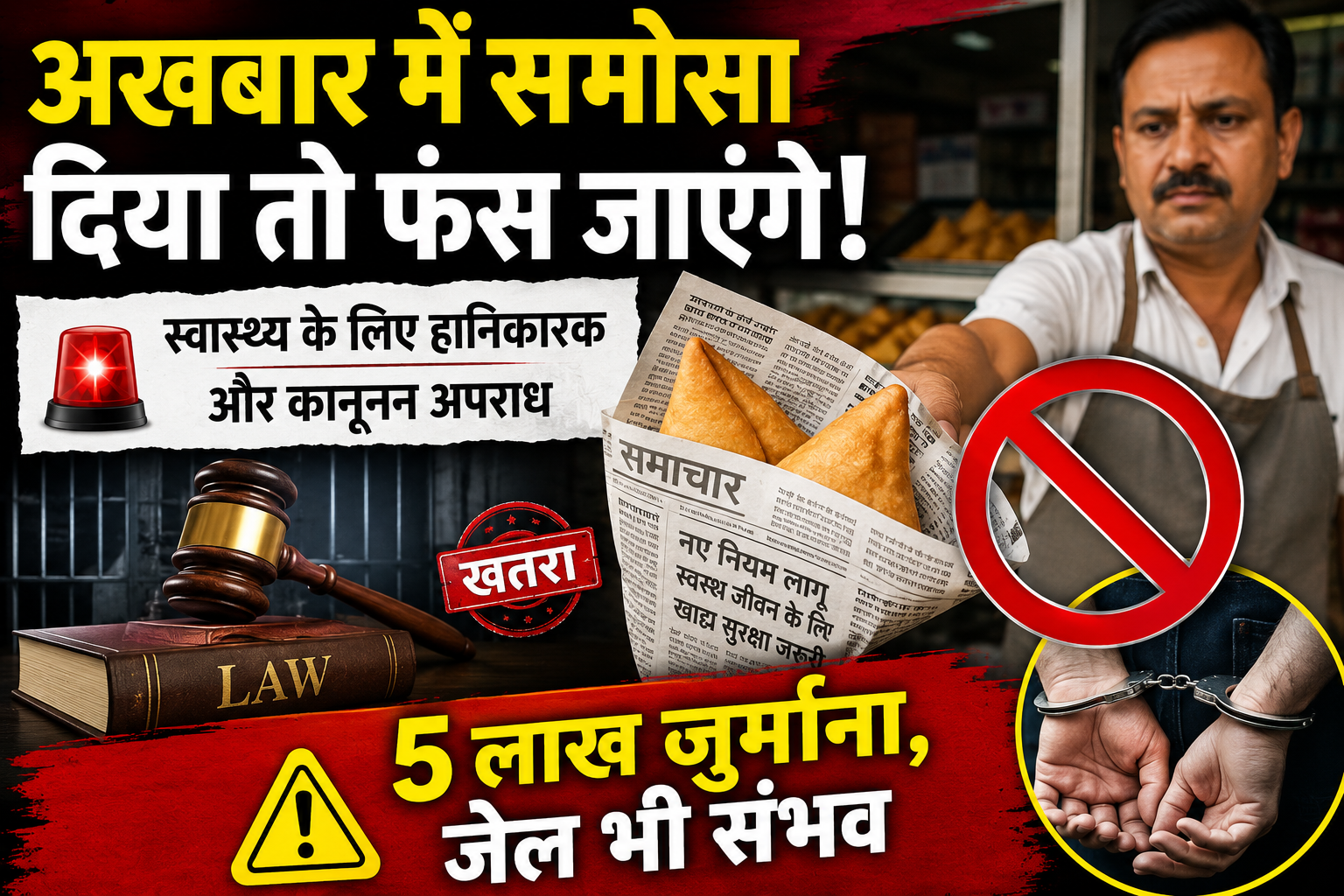 दुकानदार हो जाएं सावधान! समोसा-चाट अखबार में परोसी तो पड़ेगा महंगा, 5 लाख जुर्माना और जेल का प्रावधान