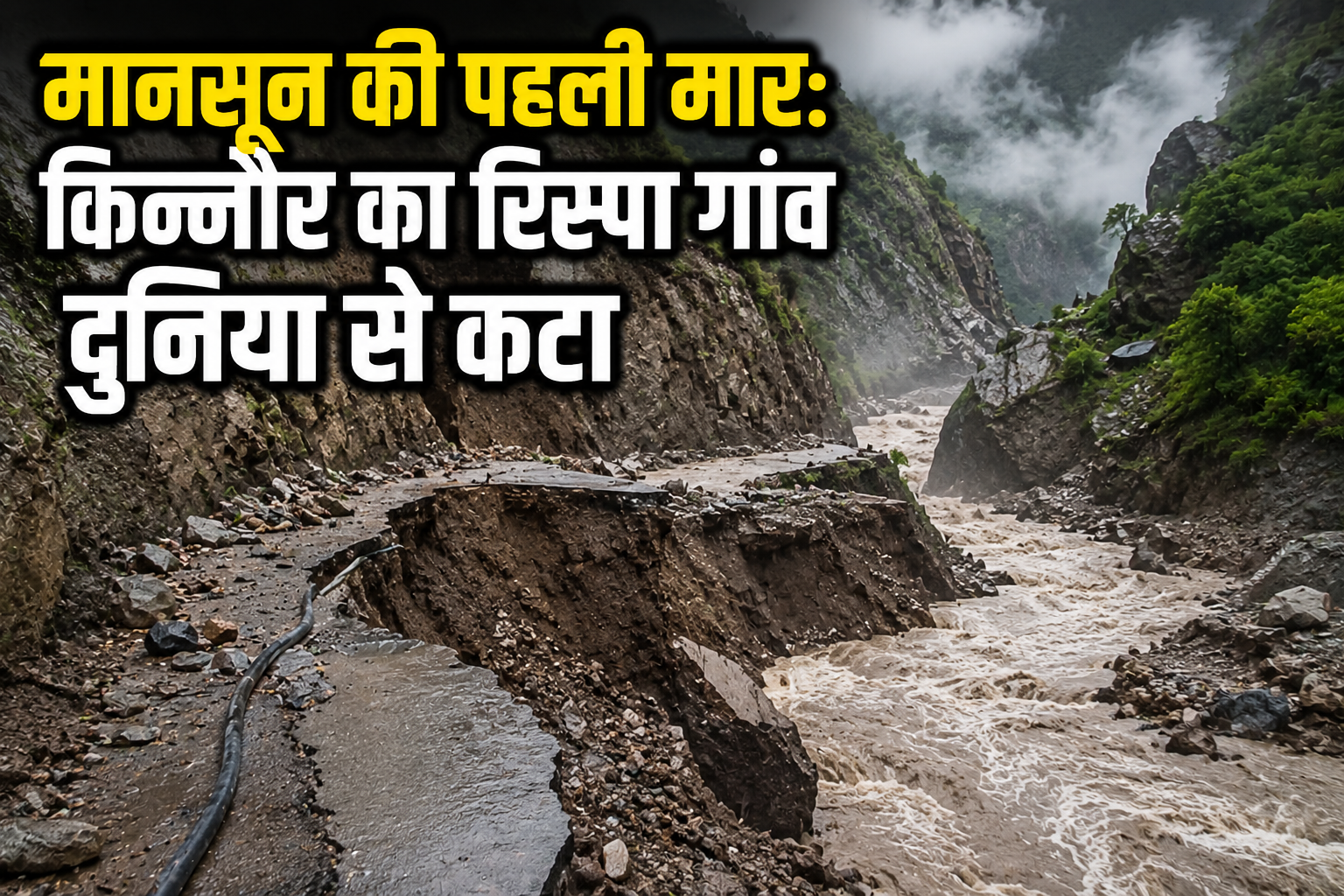 मानसून की पहली बारिश में किन्नौर का रिस्पा गांव दुनिया से कटा, उफनाई चेरंग खड्ड ने बहाया एकमात्र सड़क मार्ग