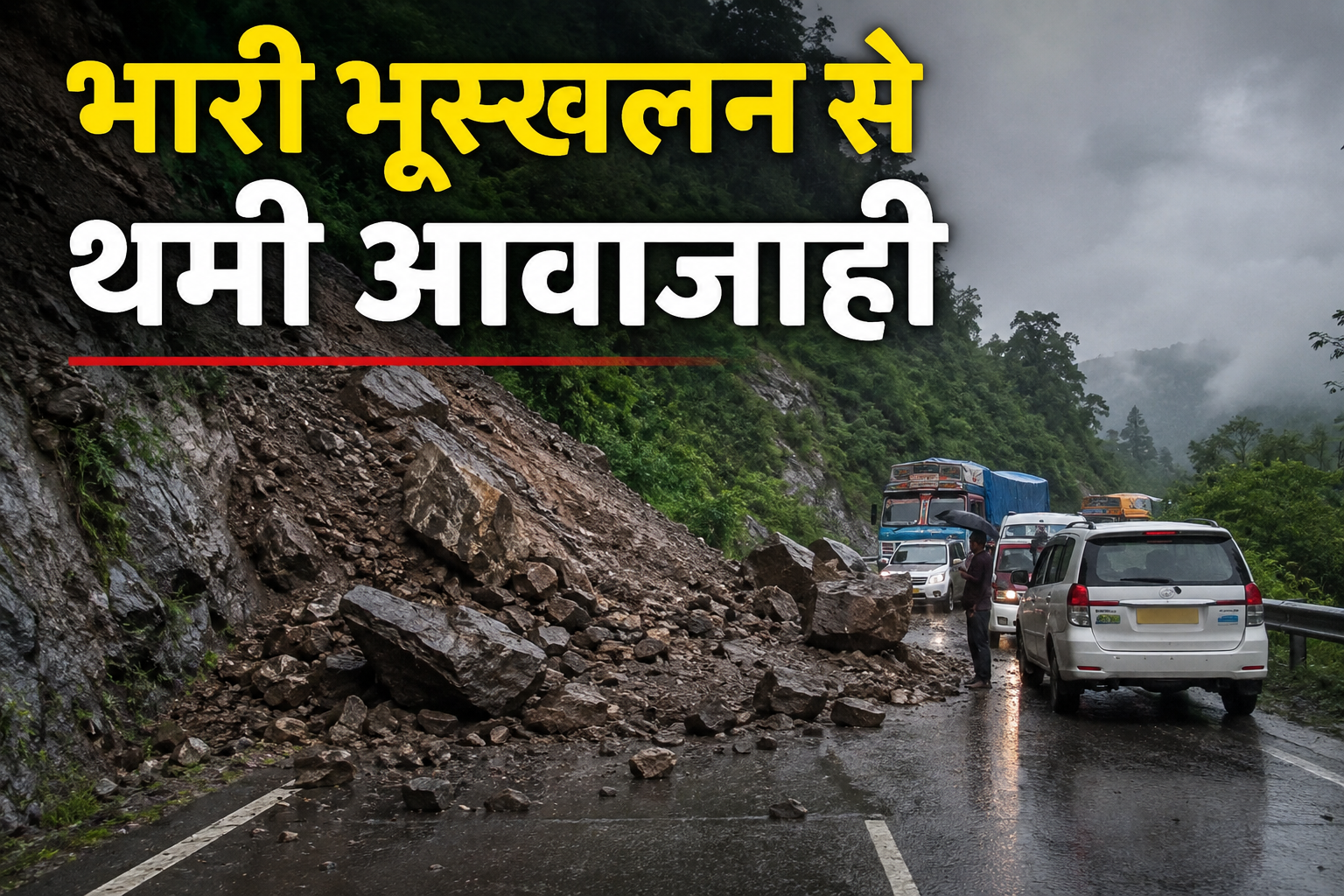 भारी भूस्खलन से ठप हुआ मंडी-कुल्लू नेशनल हाईवे, मलबा हटाने में ज...