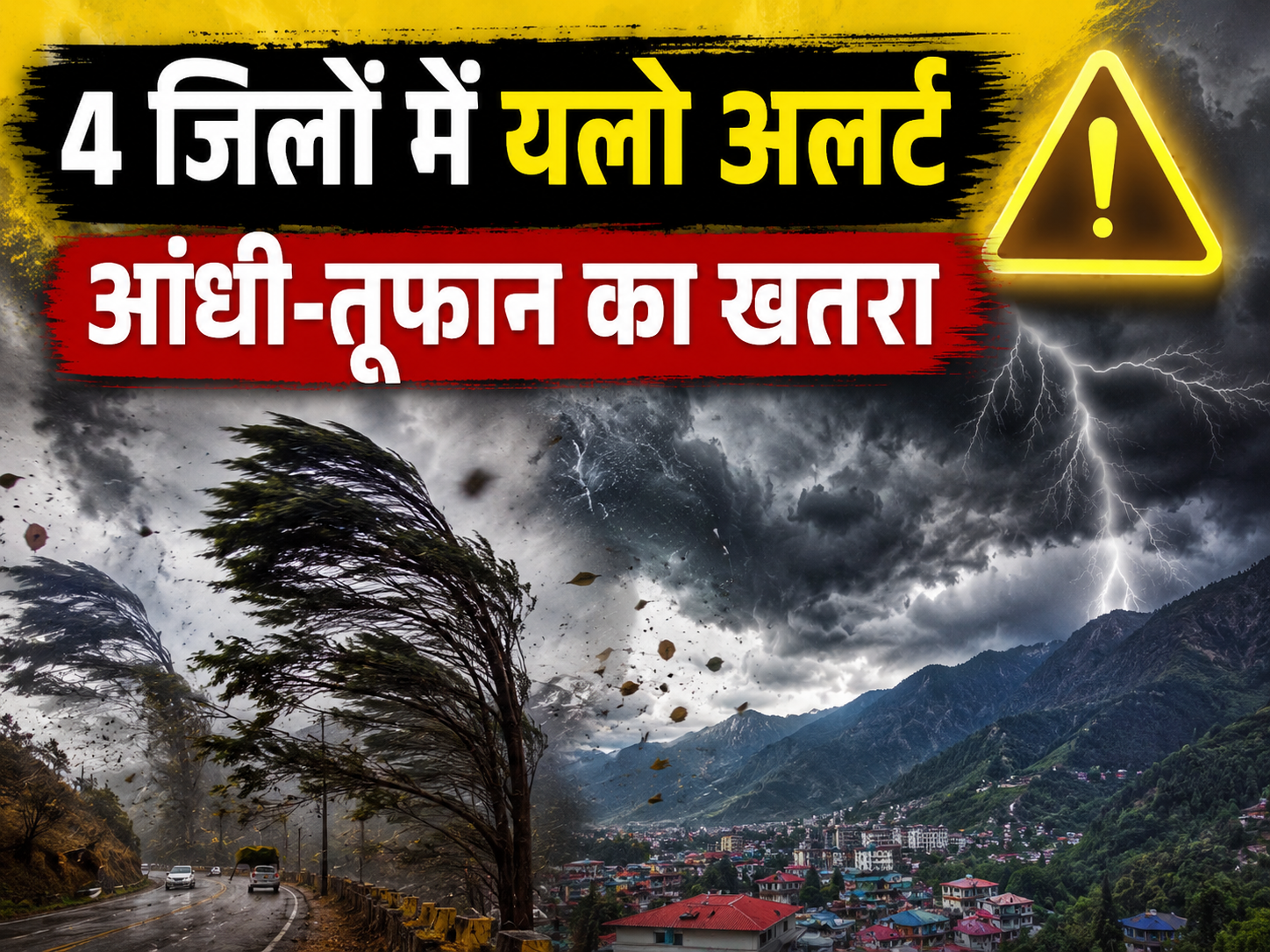 हिमाचल के 4 जिलों में आज आंधी-तूफान का यलो अलर्ट, ऊंचे क्षेत्रों में हिमपात का अनुमान