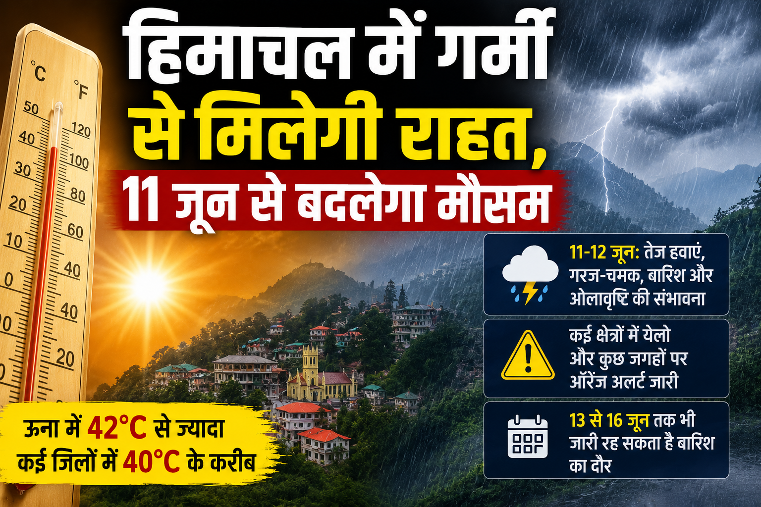 हिमाचल में गर्मी से मिलेगी राहत, 11 जून से बदलेगा मौसम; बारिश-आंधी का अलर्ट