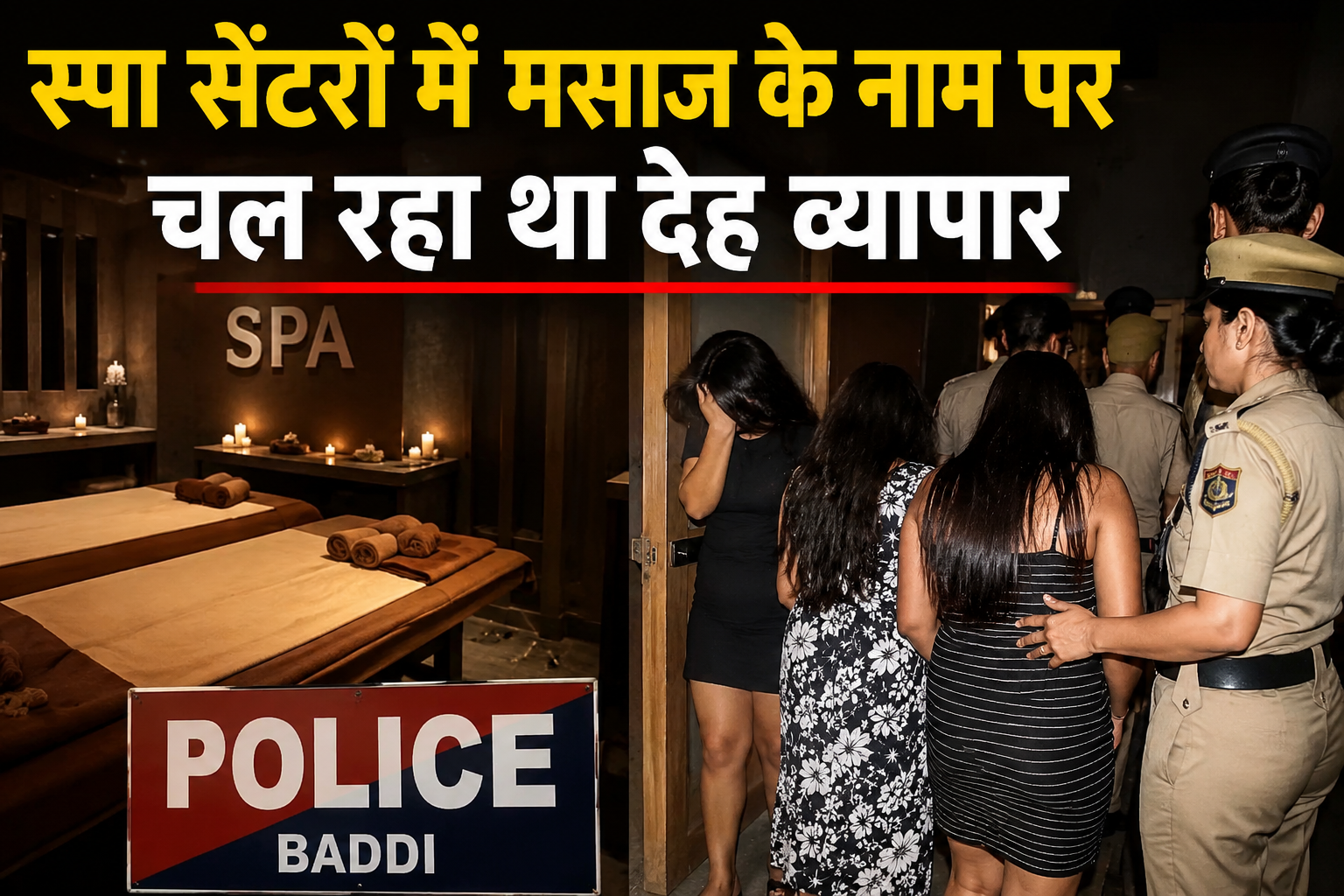 बद्दी में 3 स्पा सेंटरों की आड़ में देह व्यापार का भंडाफोड़, 7 य...