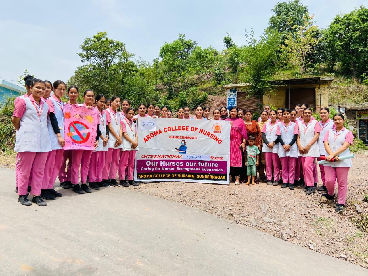 विश्व तंबाकू निषेध दिवस पर अरोमा कॉलेज ऑफ नर्सिंग में जागरूकता की अनूठी पहल