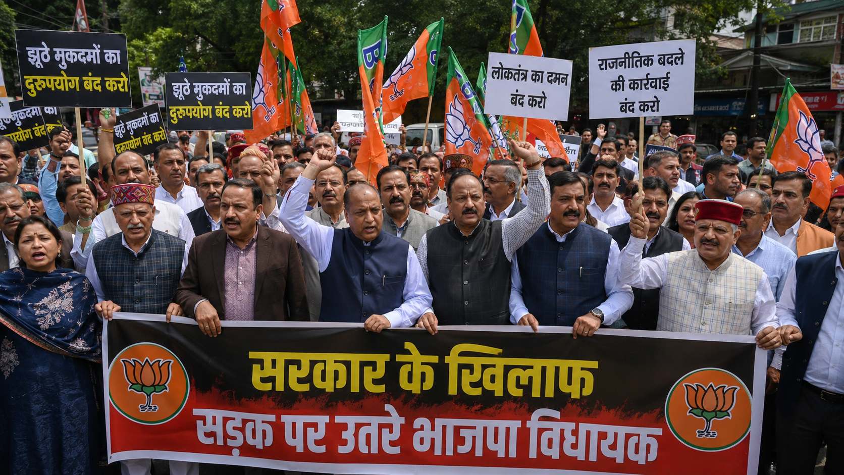 सुक्खू सरकार के खिलाफ सड़क पर उतरे भाजपा विधायक, झूठे मुकदमों के...