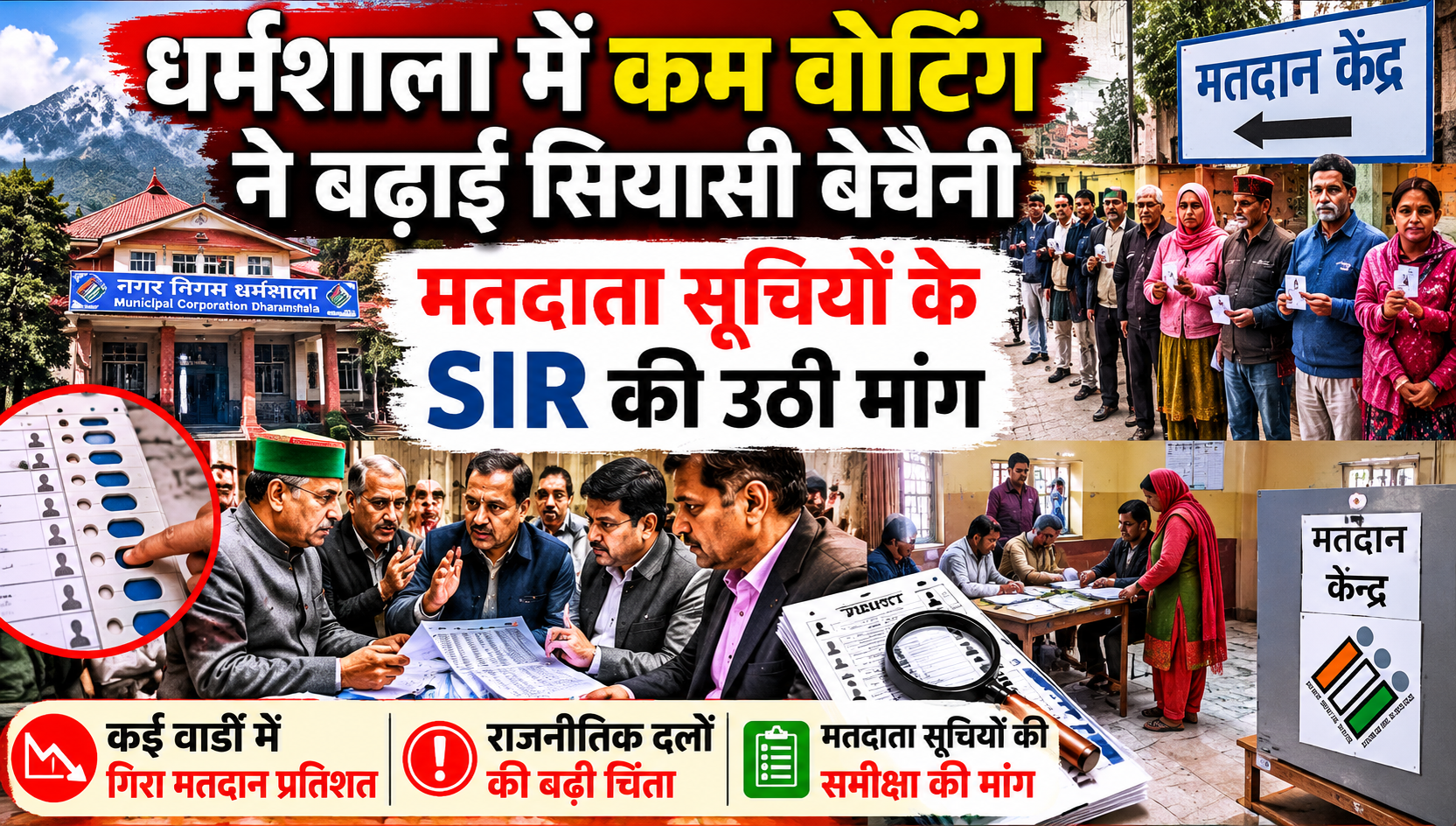धर्मशाला में कम वोटिंग ने बढ़ाई सियासी बेचैनी, मतदाता सूचियों के SIR की उठी मांग