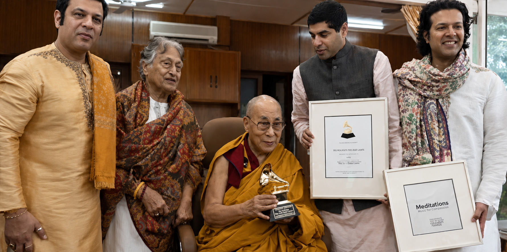 मैकलोडगंज में दलाई लामा को मिला ग्रैमी अवॉर्ड, उस्ताद अमजद अली ख...