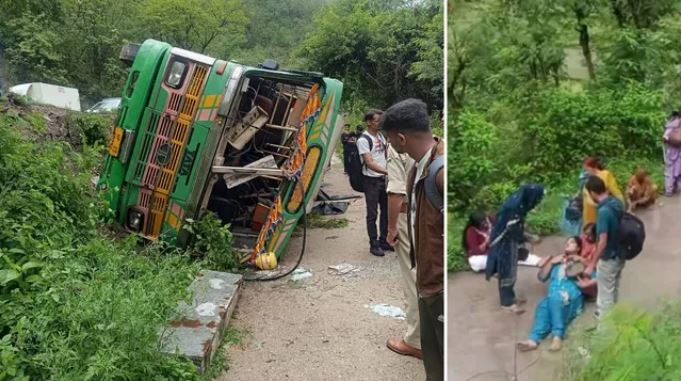 मंडी: सुंदरनगर में सड़क से नीचे लुढ़की बस, 30 यात्री थे सवार, 16...