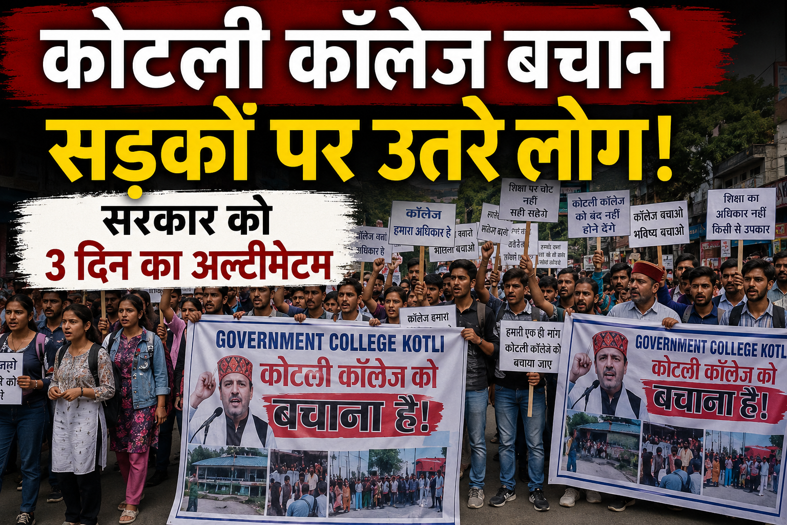 कोटली कॉलेज को बचाने सड़कों पर उतरे लोग, सरकार को दिया 3 दिन का अल्टीमेटम