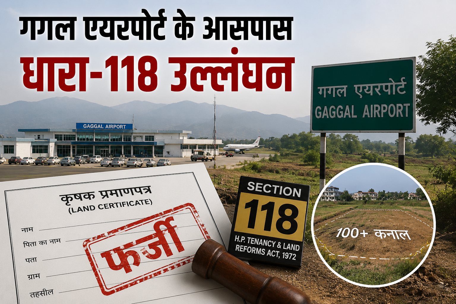गगल एयरपोर्ट के पास करोड़ों का जमीन घोटाला! फर्जी कृषक बनकर खरीदी 100 कनाल से ज्यादा जमीन, विजिलेंस ने दर्ज किया केस