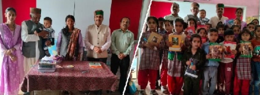 गुमान सिंह शर्मा ने परपोते अद्विक शर्मा के जन्मदिन पर स्कूली बच्...