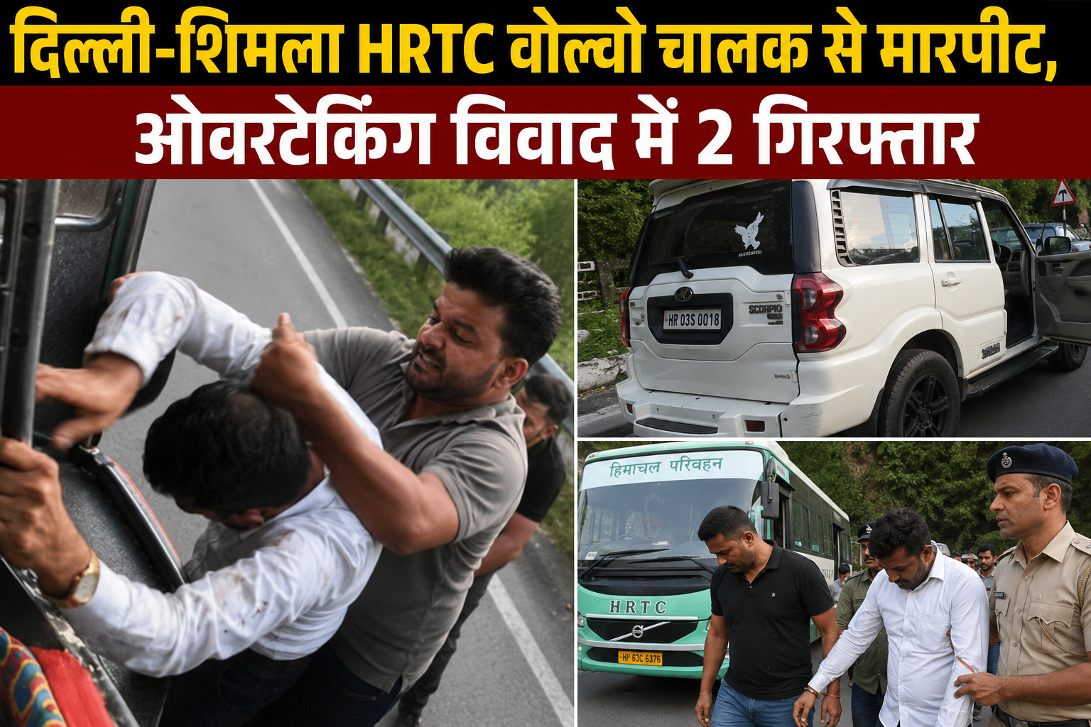 दिल्ली से शिमला आ रही HRTC वोल्वो बस चालक से मारपीट, ओवरटेकिंग व...