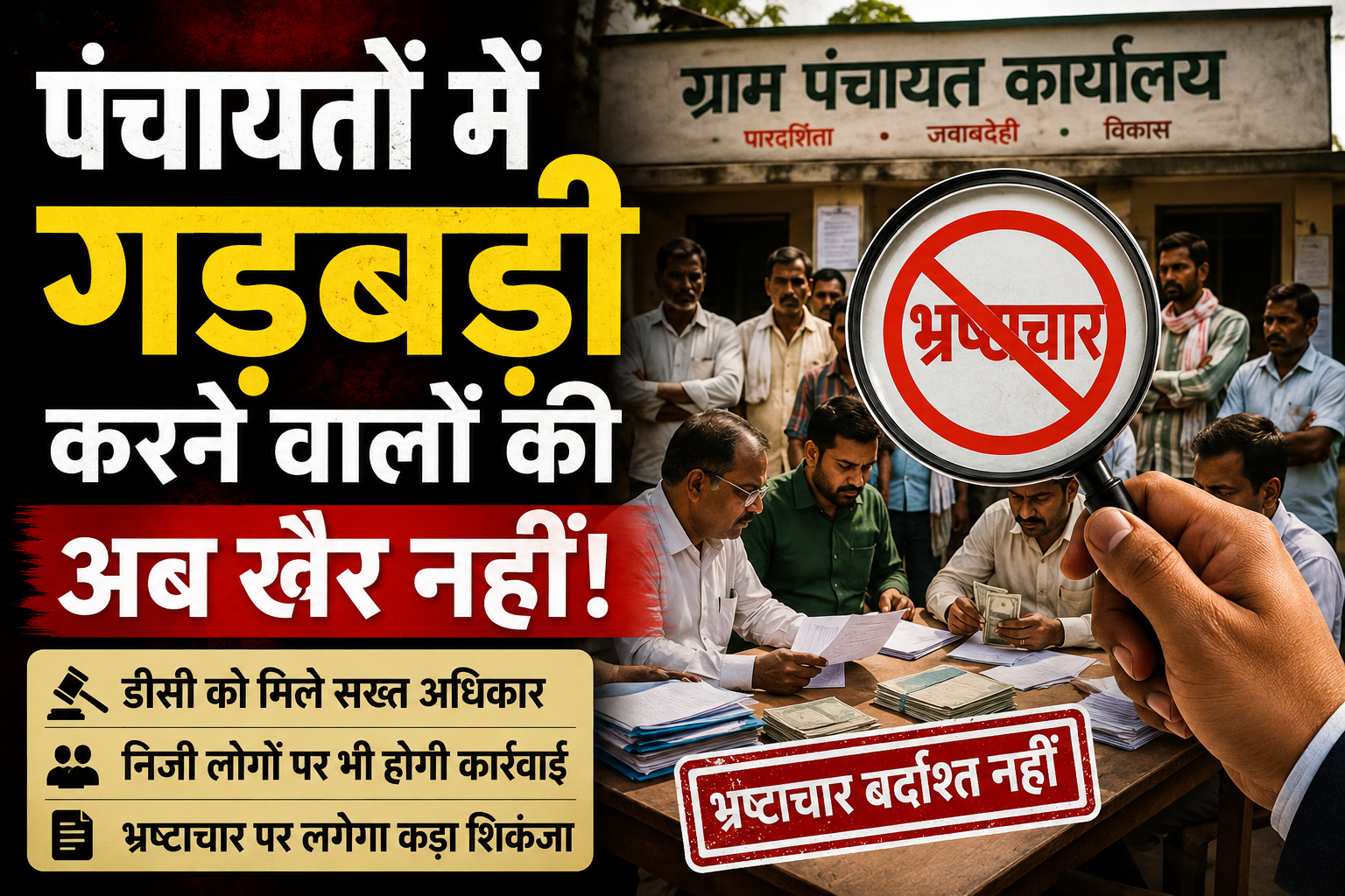 पंचायत भ्रष्टाचार पर बड़ा एक्शन! अब निजी लोगों पर भी गिरेगी गाज...