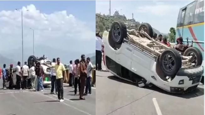 सोलन में शादी की खुशियों के बीच बड़ा हादसा, चंबाघाट फ्लाईओवर पर बारातियों की स्कॉर्पियो पलटी