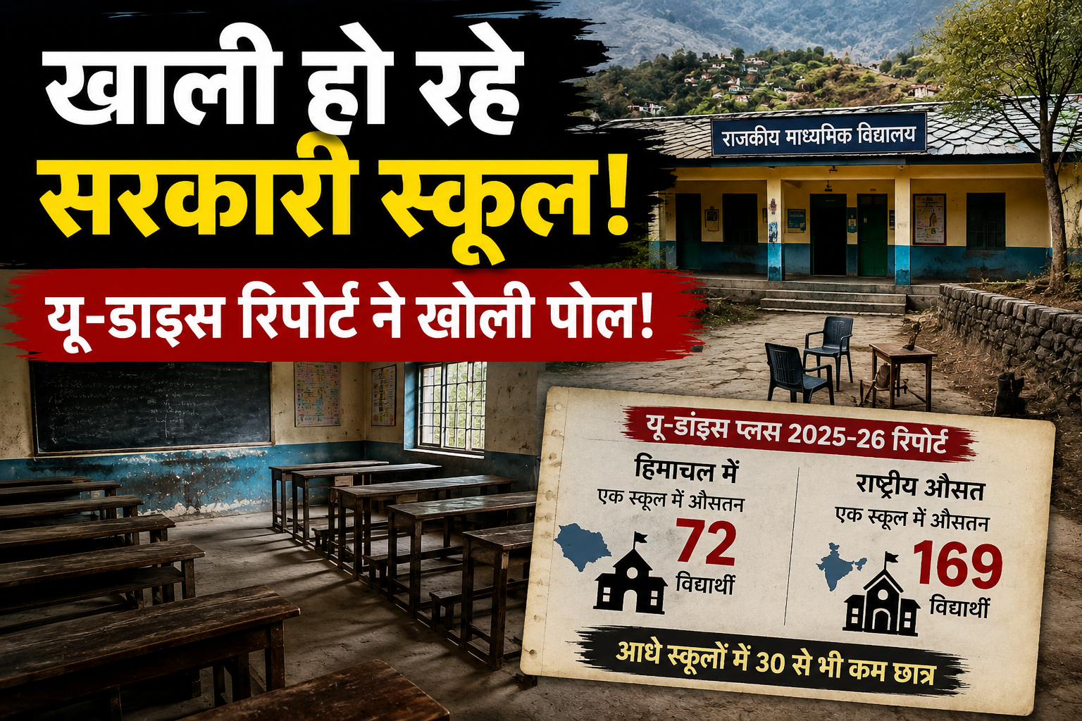 हिमाचल के सरकारी स्कूल हो रहे खाली, यू-डाइस रिपोर्ट ने खोली शिक्...