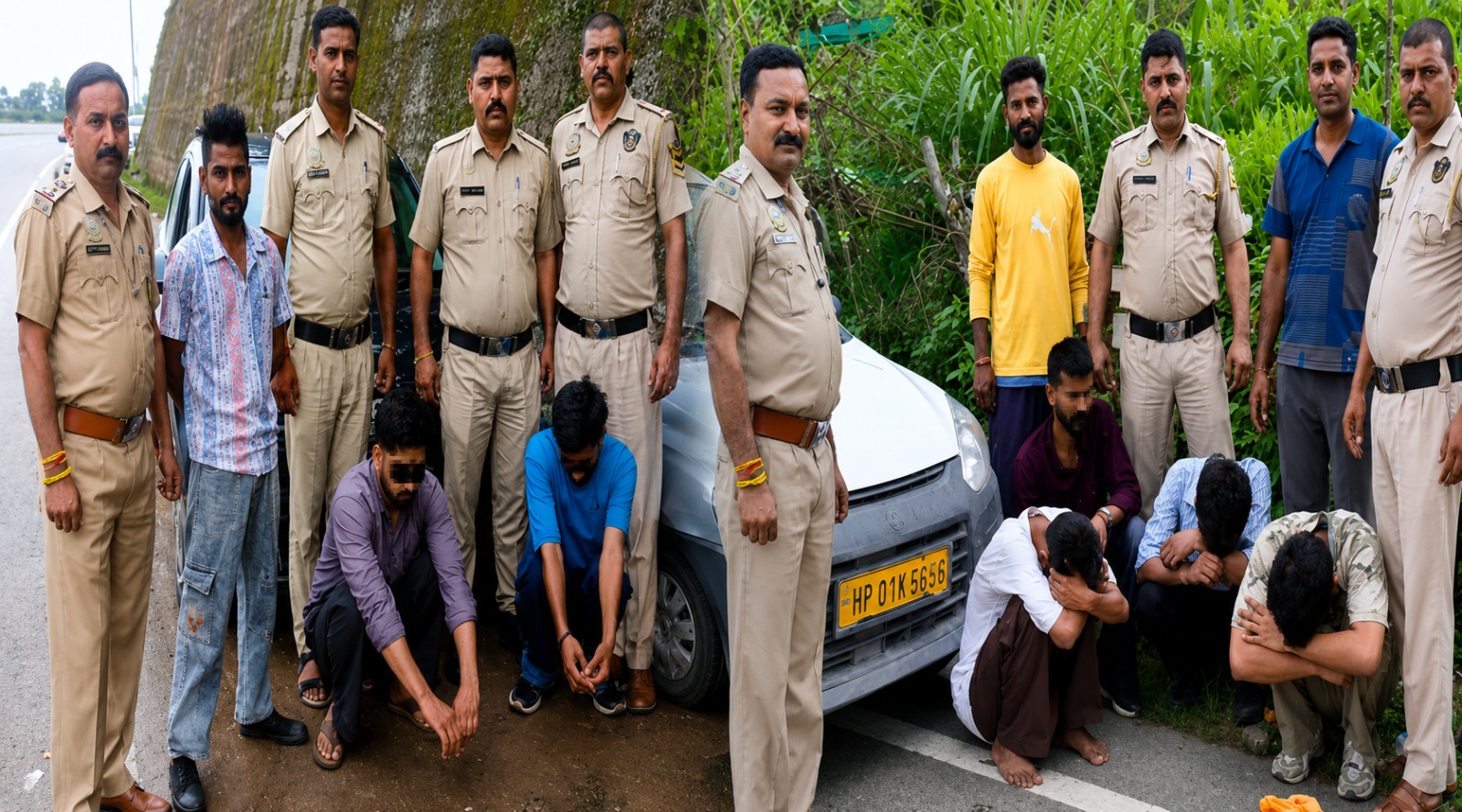 नाकाबंदी में खुला नशा तस्करी का खेल, पुंघ फोरलेन पर 1.426 किलो चरस के साथ 6 गिरफ्तार