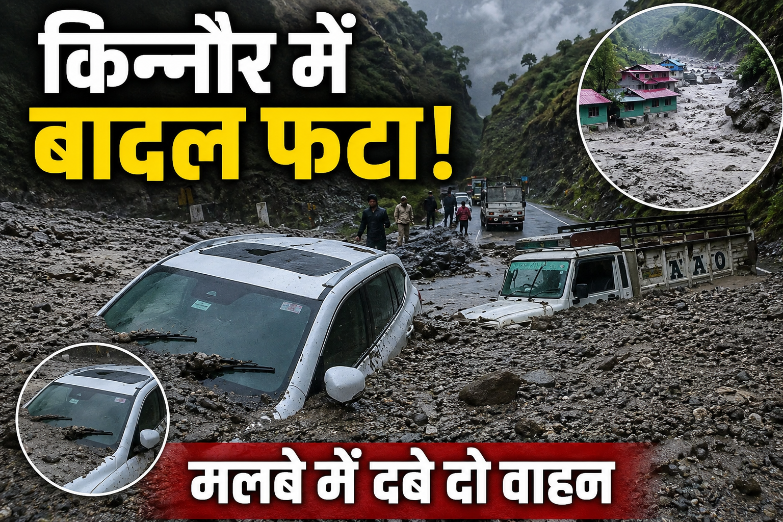 किन्नौर के चोलिंग में बादल फटा, दो वाहन मलबे में दबे; कांगड़ा-मंडी में आज भारी बारिश का ऑरेंज अलर्ट