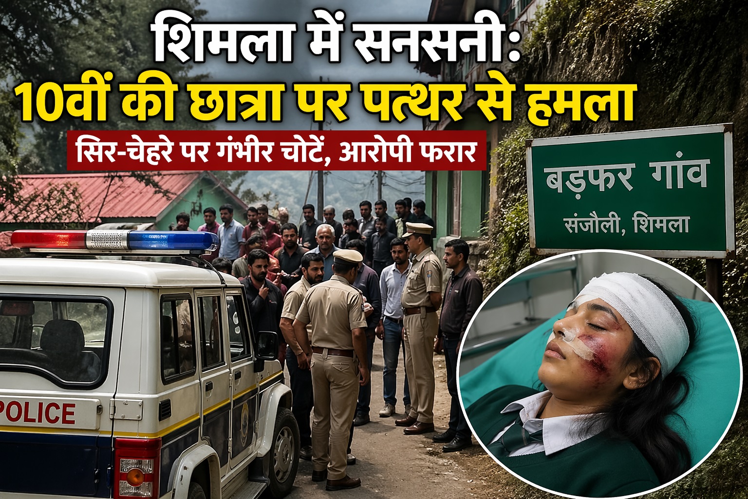 शिमला में 10वीं की छात्रा पर पत्थर से हमला, सिर-चेहरे पर गंभीर चोटें-आरोपी फरार