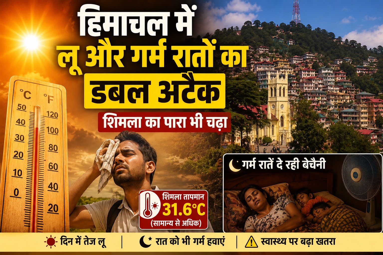 हिमाचल में लू और गर्म रातों का डबल अटैक, शिमला का पारा भी चढ़ा