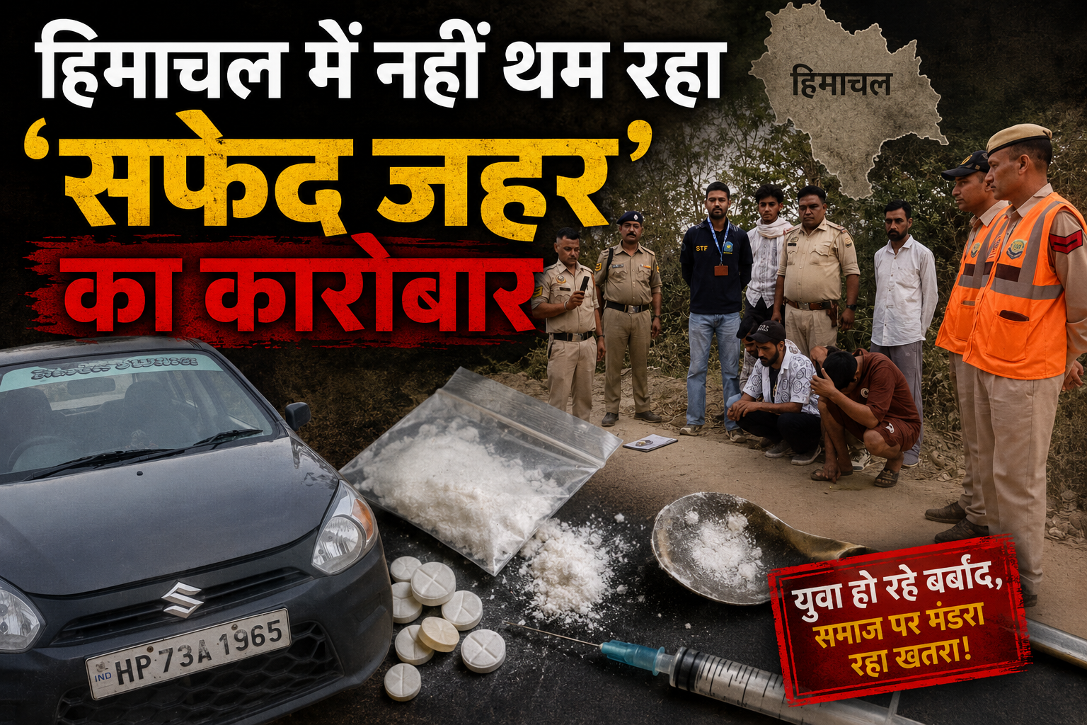 हिमाचल में नहीं थम रहा 'सफेद जहर' का कारोबार, नूरपुर में 4.24 ग्राम चिट्टे संग 4 युवक गिरफ्तार