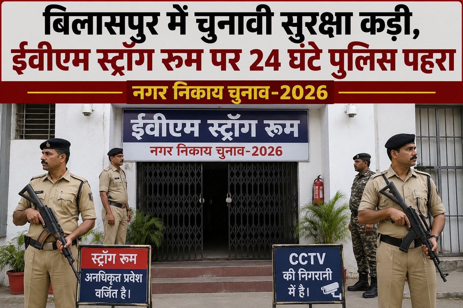 बिलासपुर में चुनावी चौकसी बढ़ी, EVM स्ट्रॉन्ग रूम हाई सिक्योरिटी...