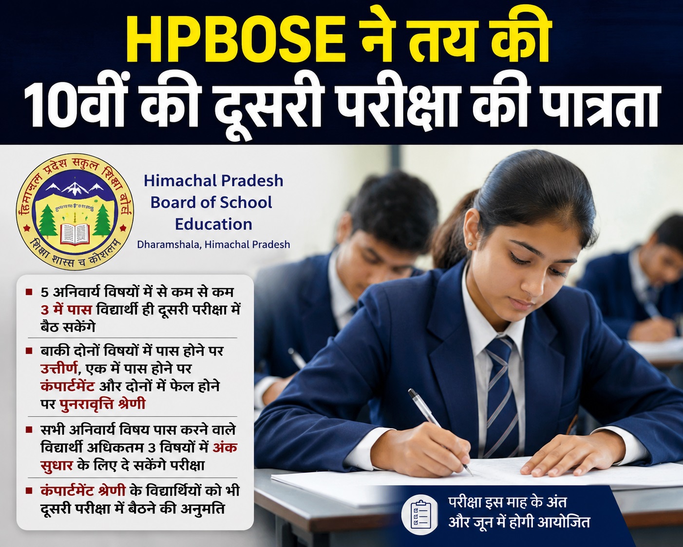 HPBOSE ने तय की 10वीं की दूसरी परीक्षा की पात्रता, सुधार और कंपा...