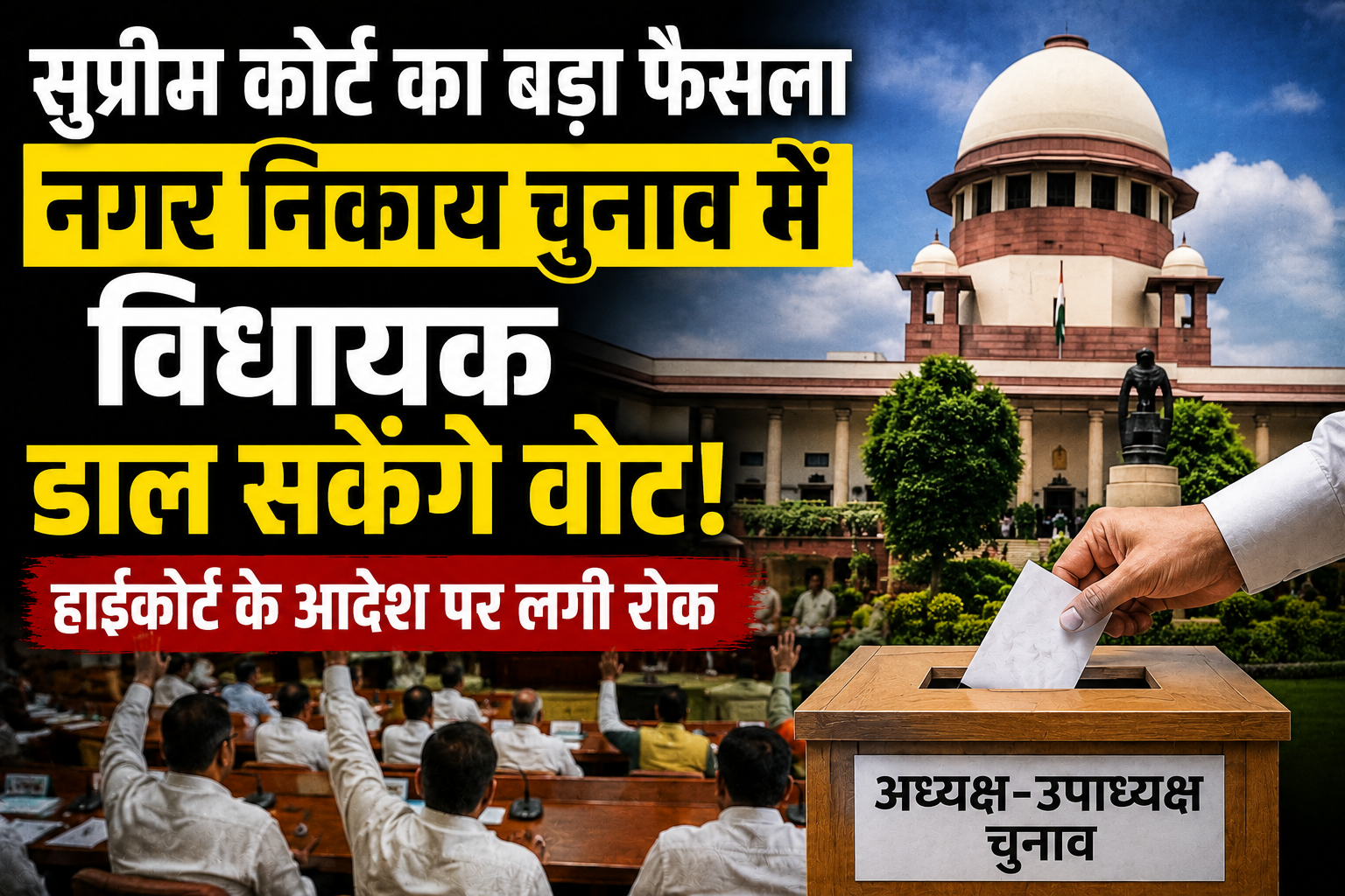 सुप्रीम कोर्ट का बड़ा फैसला: नगर निकायों के अध्यक्ष-उपाध्यक्ष चुनाव में वोट डाल सकेंगे MLA