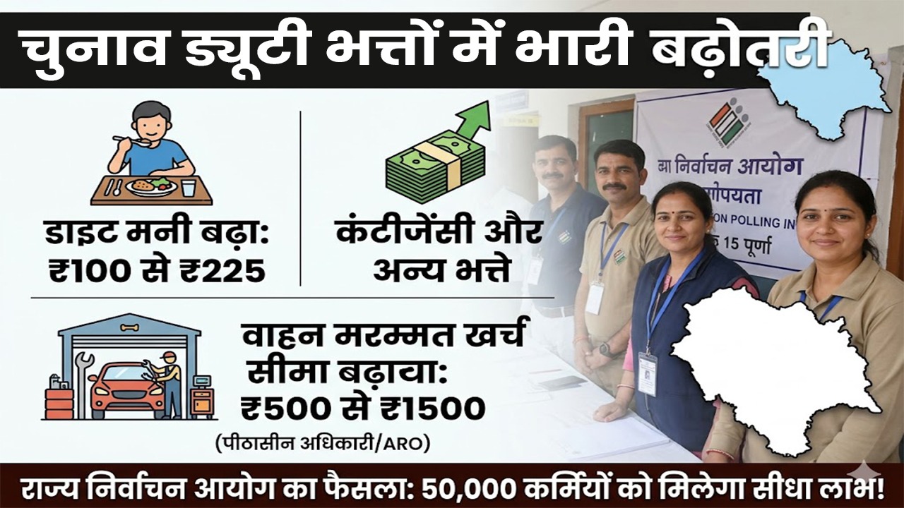 चुनाव ड्यूटी भत्तों में बढ़ोतरी: डाइट मनी, कंटीजेंसी और वाहन खर्च भी बढ़ा