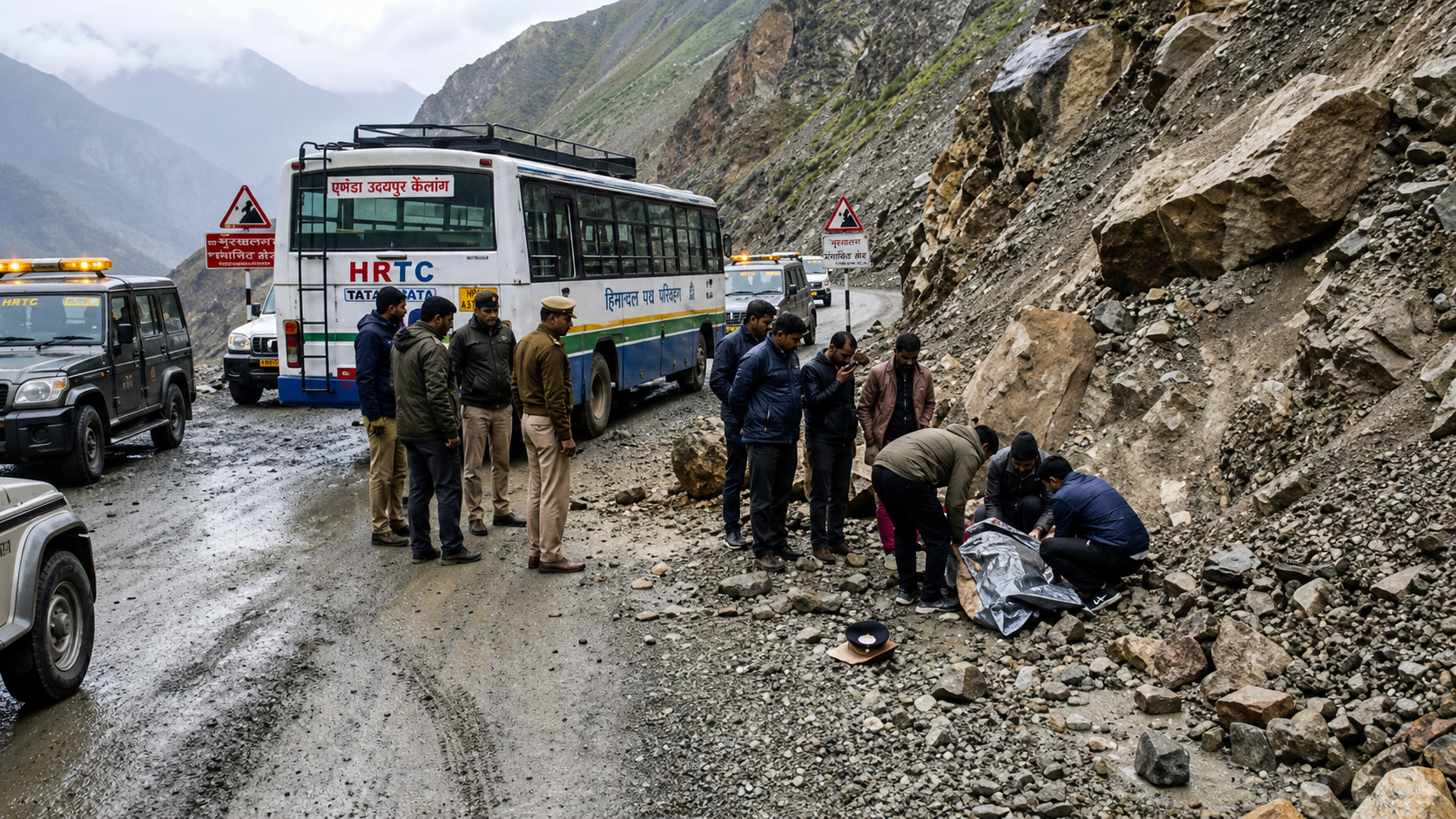 लाहुल-स्पीति:म्याड़ नाला में ब्रश कर रहे HRTC कंडक्टर के सिर पर गिरा पत्थर, मौके पर गई जान