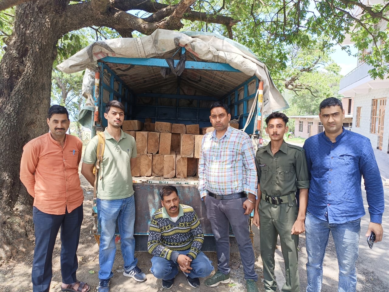 देवदार तस्करी पर कसा शिकंजा, जयदेवी रेंज में बोलेरो पिकअप से 29 स्लीपर जब्त