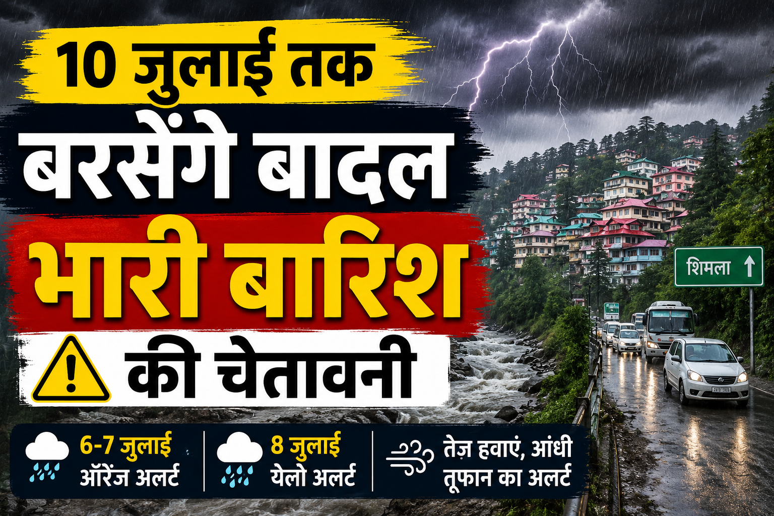 हिमाचल में 10 जुलाई तक जमकर बरसेंगे बादल, भारी बारिश को लेकर ऑरे...