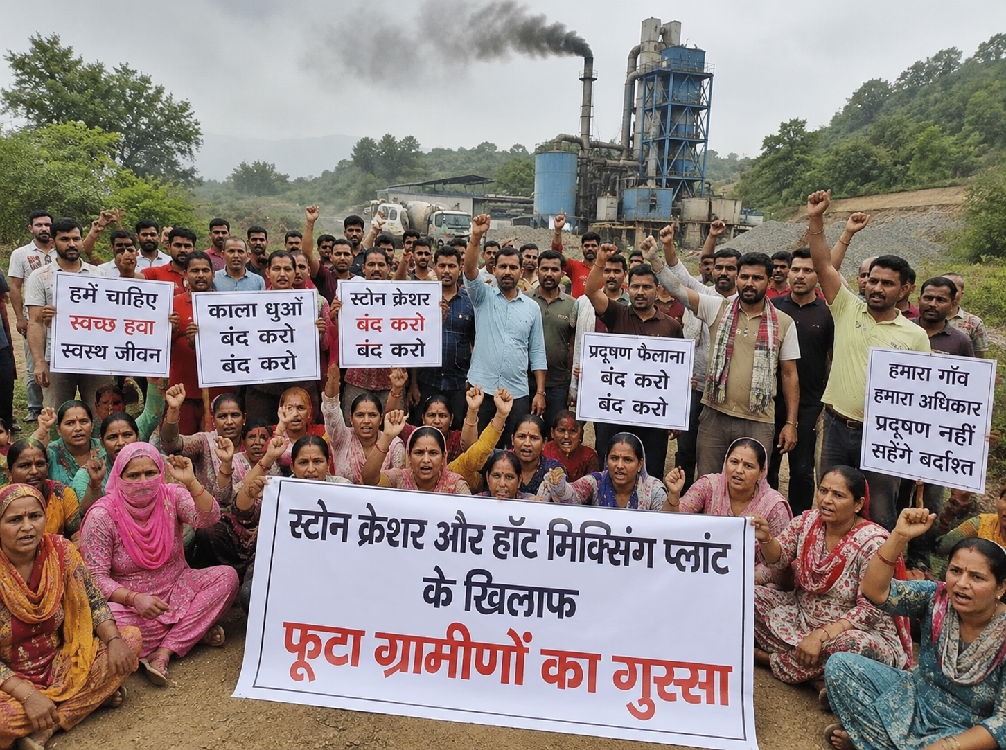 नौबाही में हॉट मिक्सिंग प्लांट के खिलाफ लोगों का हल्लाबोल, प्रदूषण और धुएं से बिगड़ रहा माहौल