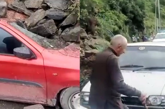 हरिपुरधार में तड़के गिरी सुरक्षा दीवार, 3 गाड़ियां क्षतिग्रस्त