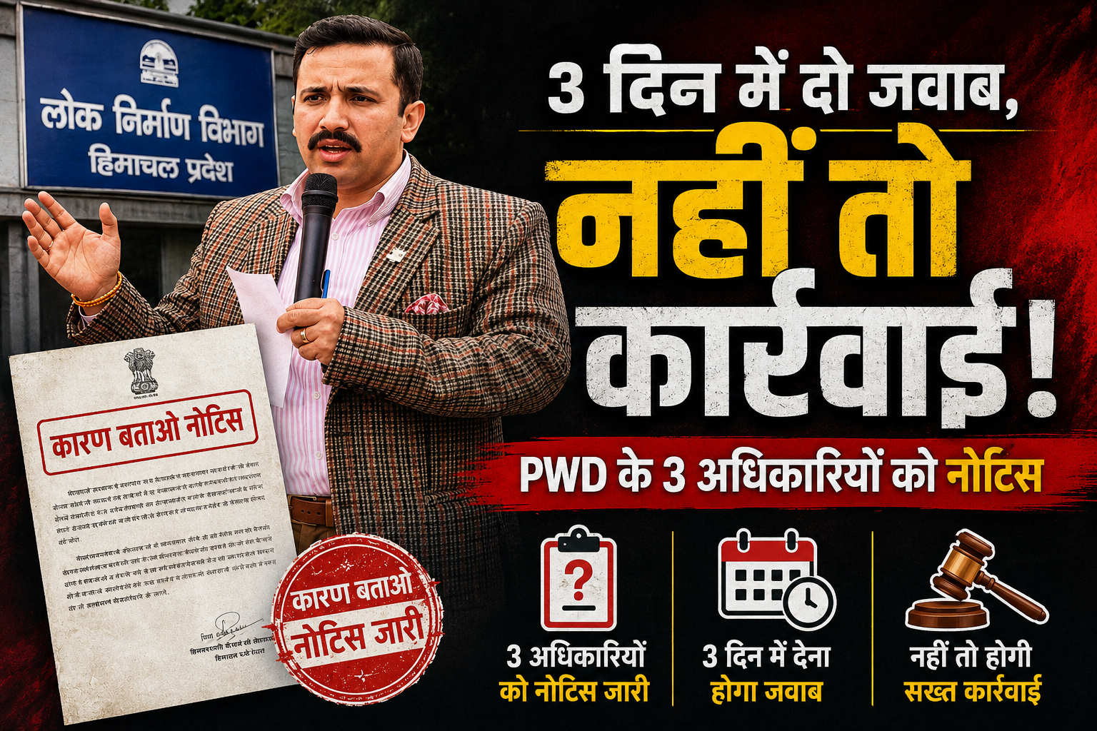 मंत्री विक्रमादित्य के दौरे से गायब रहे PWD के 3 वरिष्ठ अधिकारी, कारण बताओ नोटिस जारी