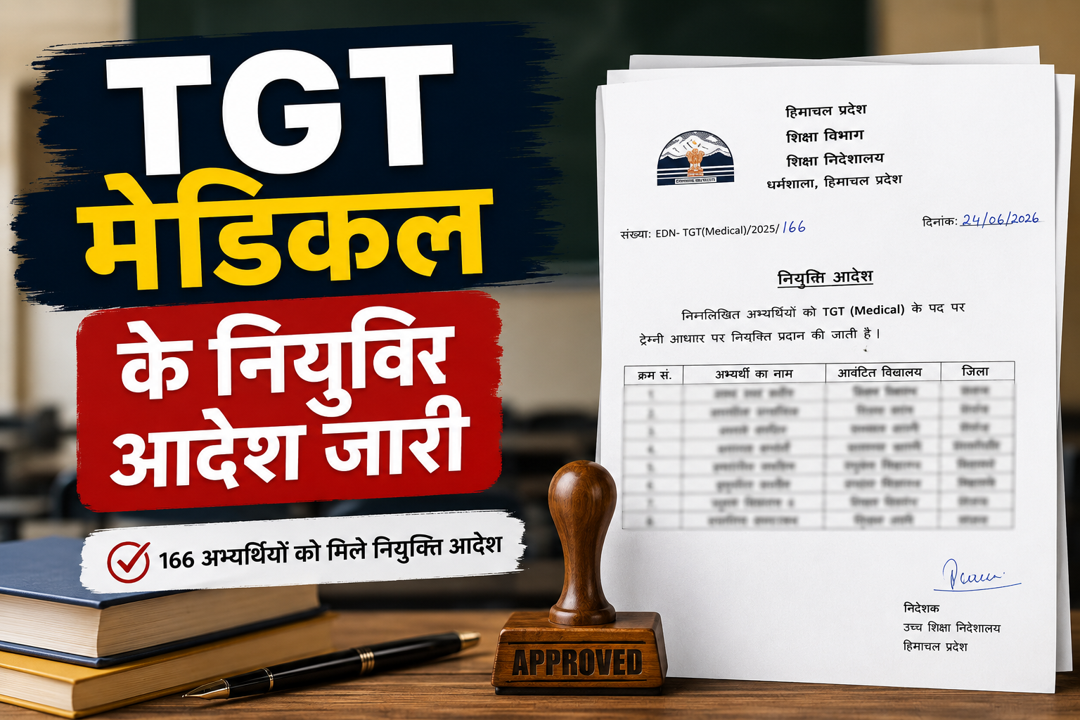 हिमाचल में TGT मेडिकल के 166 अभ्यर्थियों को नियुक्ति आदेश जारी...