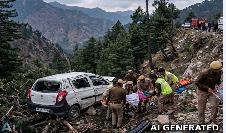 नेरवा में रिवर्स करते समय खाई में गिरी कार, पिता-बेटी की मौ.त, मां-बेटे के सामने उजड़ गया परिवार