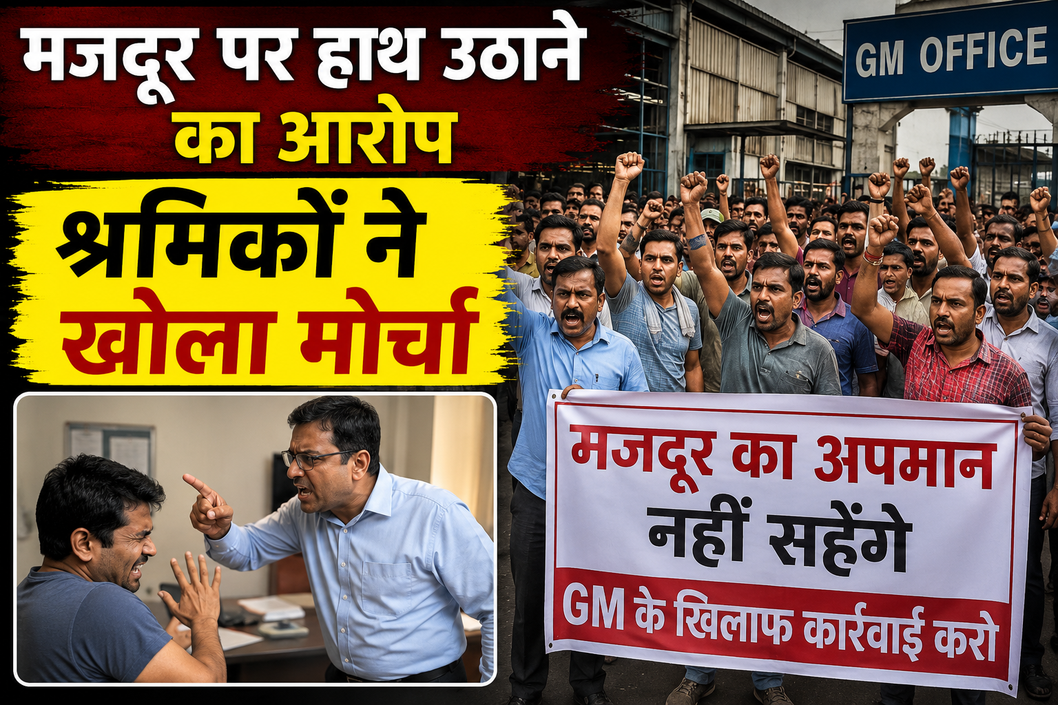 फैक्ट्री में मजदूर पर हाथ उठाने की घटना से भड़के श्रमिक, जीएम के खिलाफ जताई नाराजगी