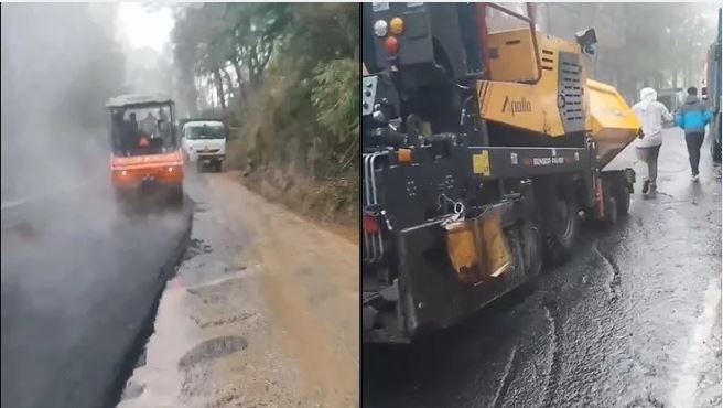 विक्रमादित्य के विभाग पर उठे सवाल: NH पर बारिश में ही बिछा दी को...