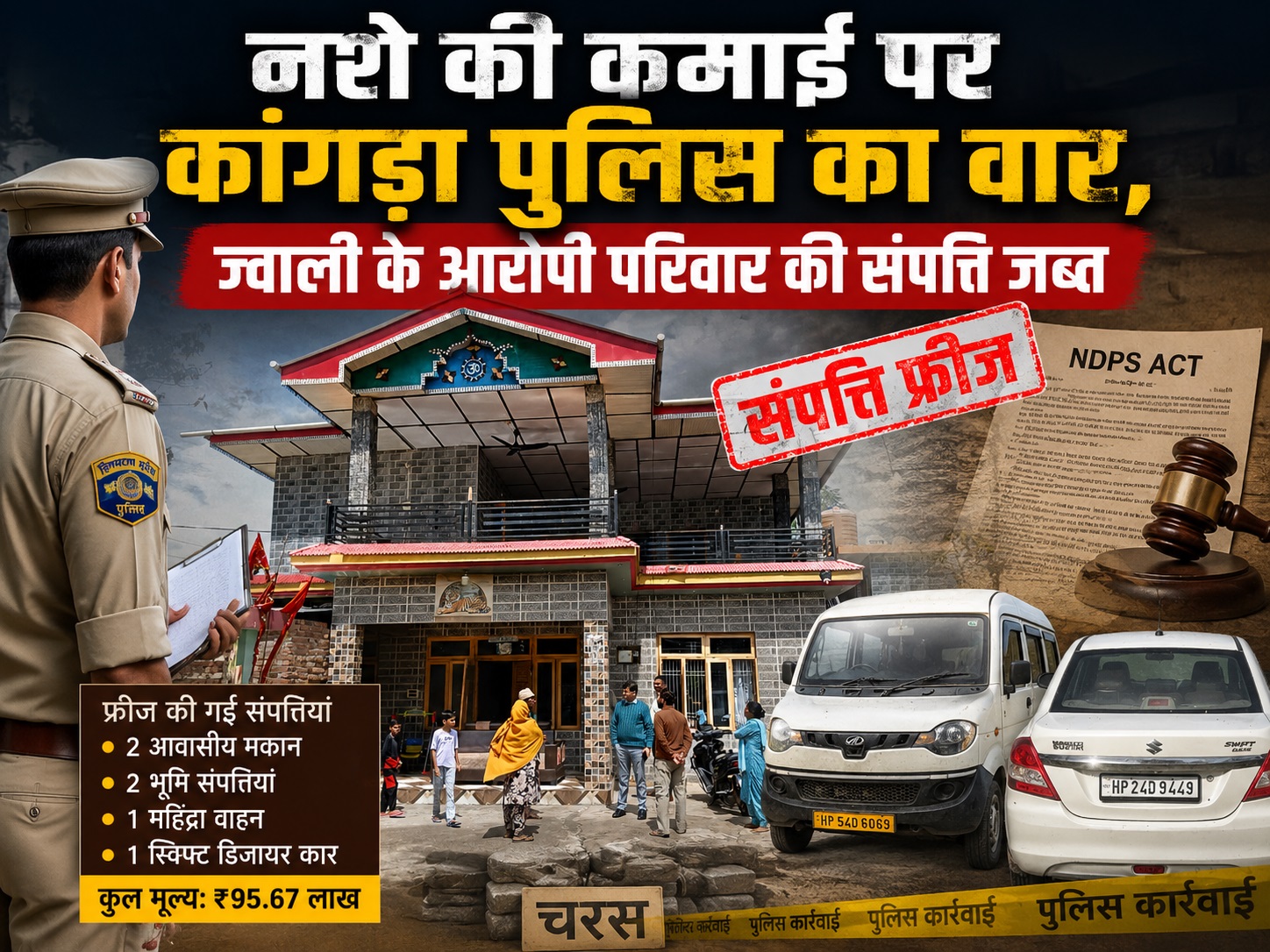 कांगड़ा पुलिस का नशा तस्करों पर बड़ा शिकंजा, ज्वाली के आरोपी परि...