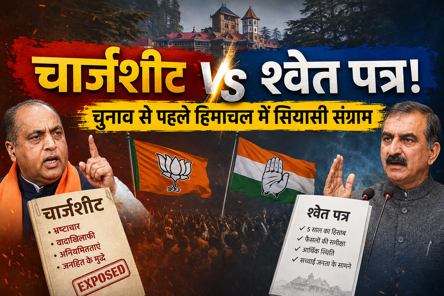 हिमाचल में चुनाव से पहले तेज हुआ सियासी वार-पलटवार, BJP की चार्जशीट, कांग्रेस का श्वेत पत्र तैयार