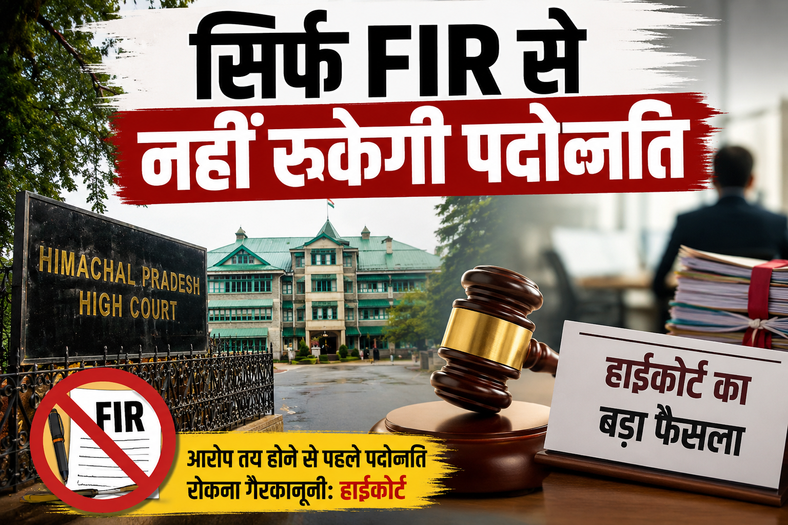 हिमाचल हाईकोर्ट का बड़ा फैसला: सिर्फ चालान या FIR से नहीं रोकी जा सकती सरकारी कर्मचारियों की प्रमोशन