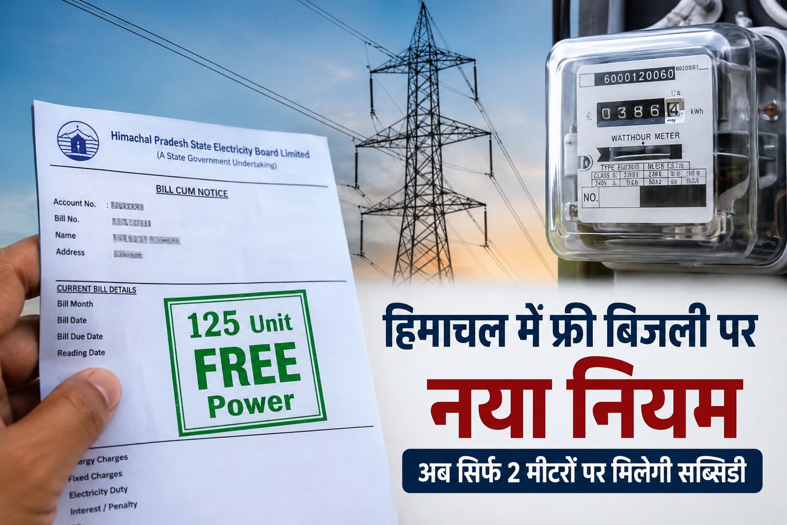 हिमाचल में फ्री बिजली पर नया नियम, अब सिर्फ 2 मीटरों पर मिलेगी स...