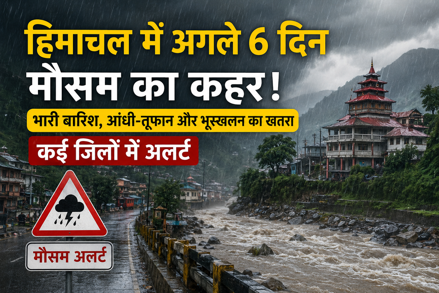 हिमाचल में अगले 6 दिन मौसम का कहर! भारी बारिश, आंधी-तूफान और भूस्खलन का खतरा, 9 जिलों में अलर्ट